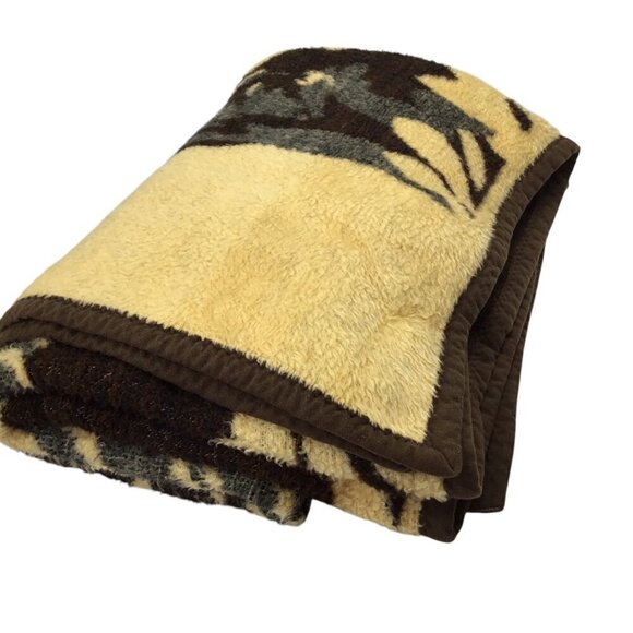 Vtg Homemaker Industries Safari Tiger Reversible Blanket Plush Throw Germany - Picture 11 of 13